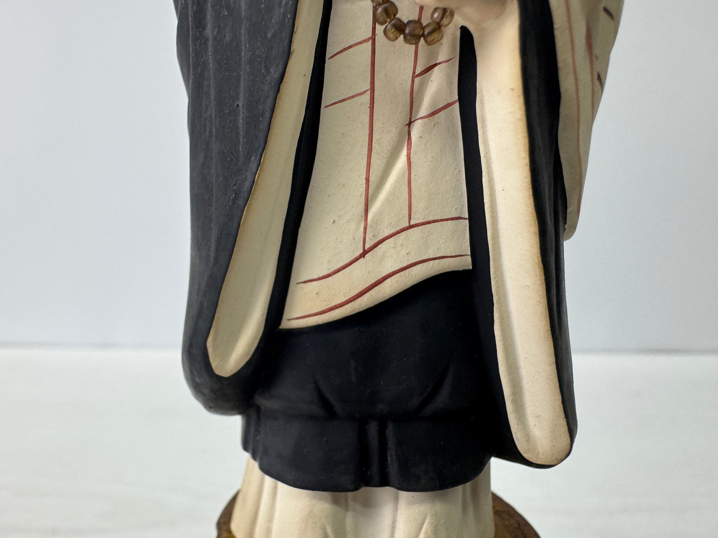 Y10807 STATUE wood carving Buddhist Monk painted figure figurine Japan antique