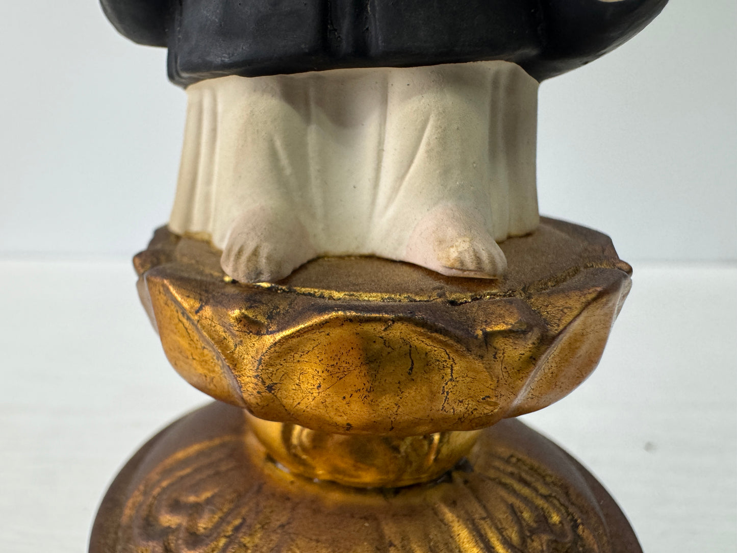 Y10807 STATUE wood carving Buddhist Monk painted figure figurine Japan antique