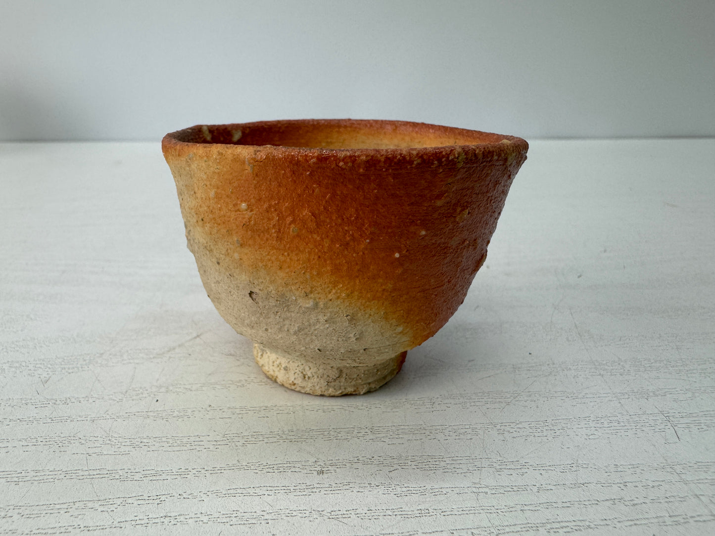 Y10810 CHAWAN Shigaraki-ware Guinomi Sake cup signed box Japan antique tablewar