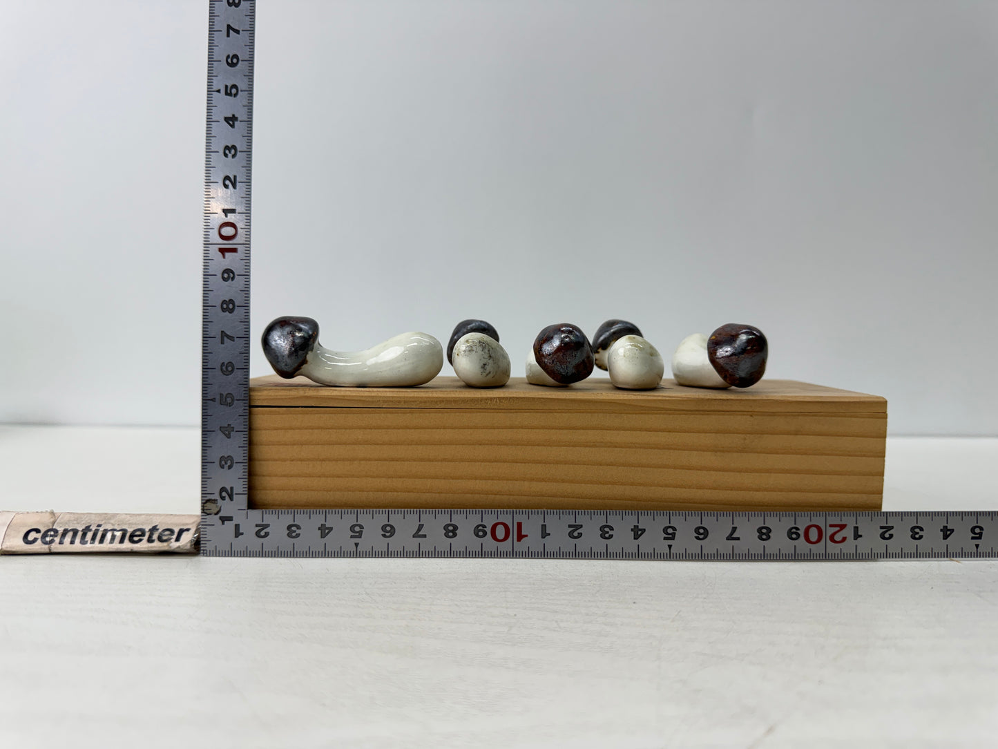 Y10811 OKIMONO Seto-ware Chopstick rest set of 5 signed box Japan antique