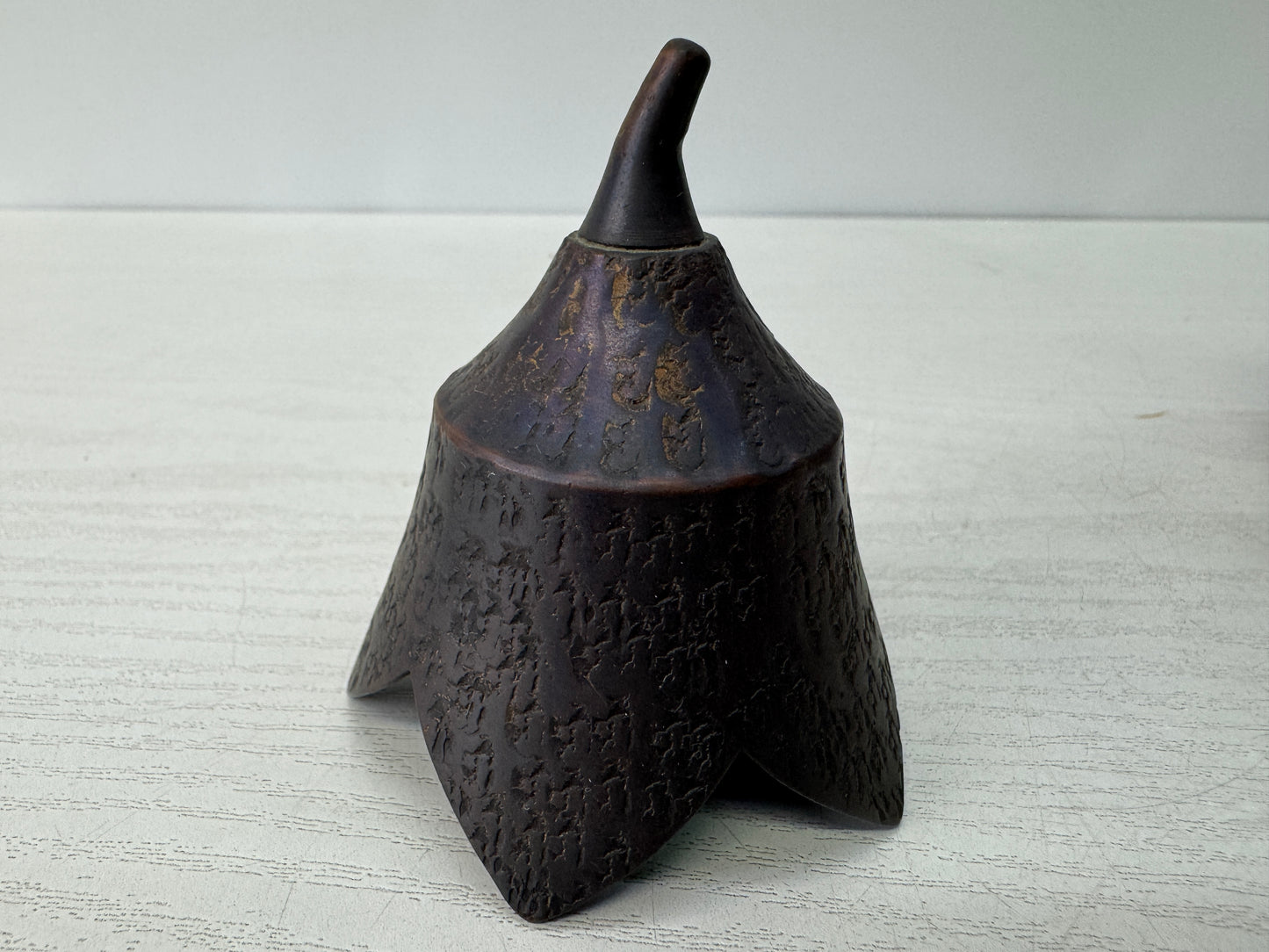 Y10812 TEA CADDY copper Eggplant shape Matcha container signed box Japan antique