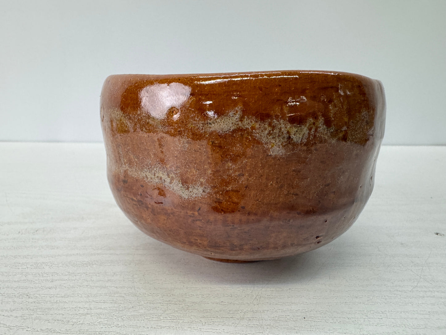 Y10815 CHAWAN Ohi-ware bowl signed box Japan antique tea ceremony pottery cup