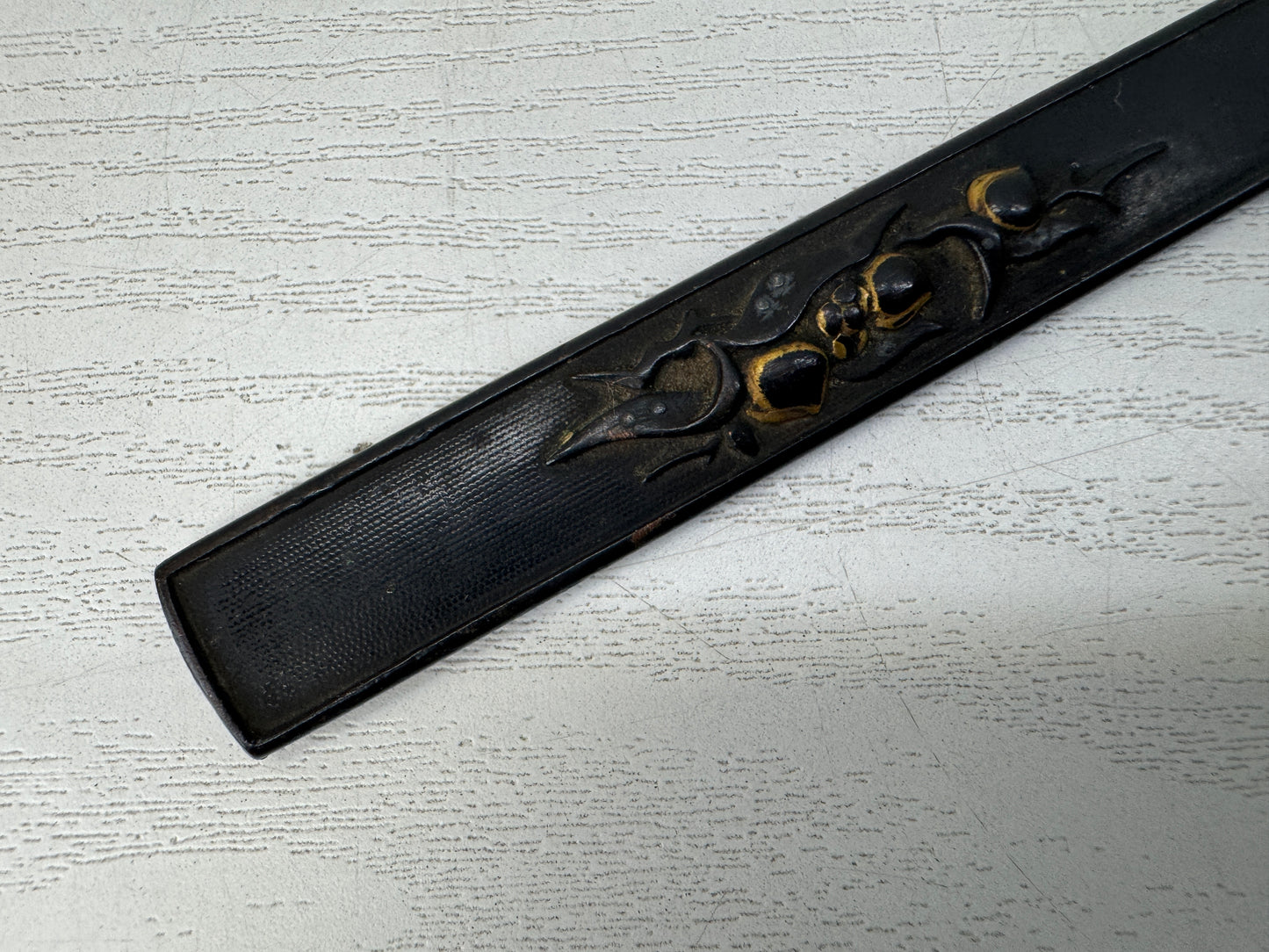 Y10821 TSUKA small sword fittings signed Japan antique Koshirae Katana samurai