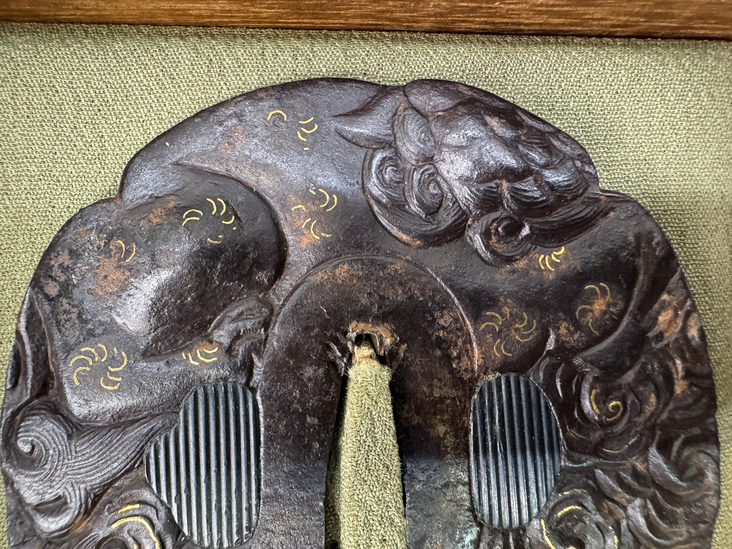 Y10825 TSUBA Iron sword guard inlay box Japan antique samurai katana koshirae