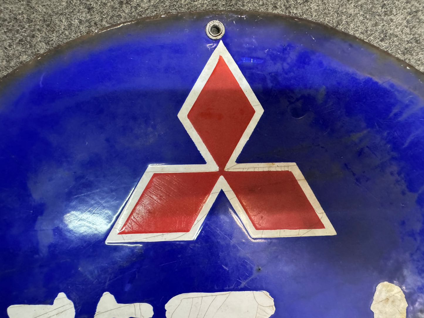 Y10830 SIGNBOARD Enamel sign Mitsubishi Motors round Japan antique wall interior
