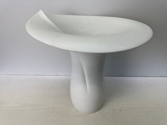 Y10831 FLOWER VASE Large White porcelain signed box Japan ikebana floral kabin