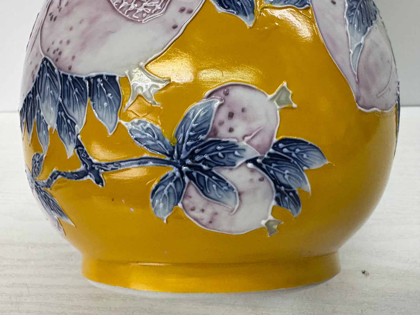 Y10832 FLOWER VASE Seto-ware signed box Japan antique ikebana floral arrangement