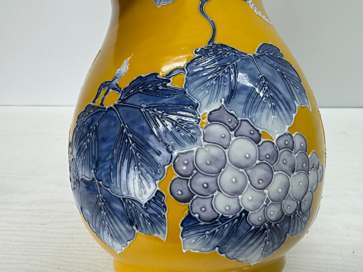 Y10832 FLOWER VASE Seto-ware signed box Japan antique ikebana floral arrangement