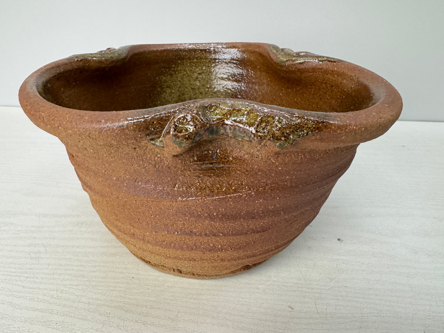 Y10833 BASIN Shigaraki-ware small Hand-washing basin Japan antique pottery
