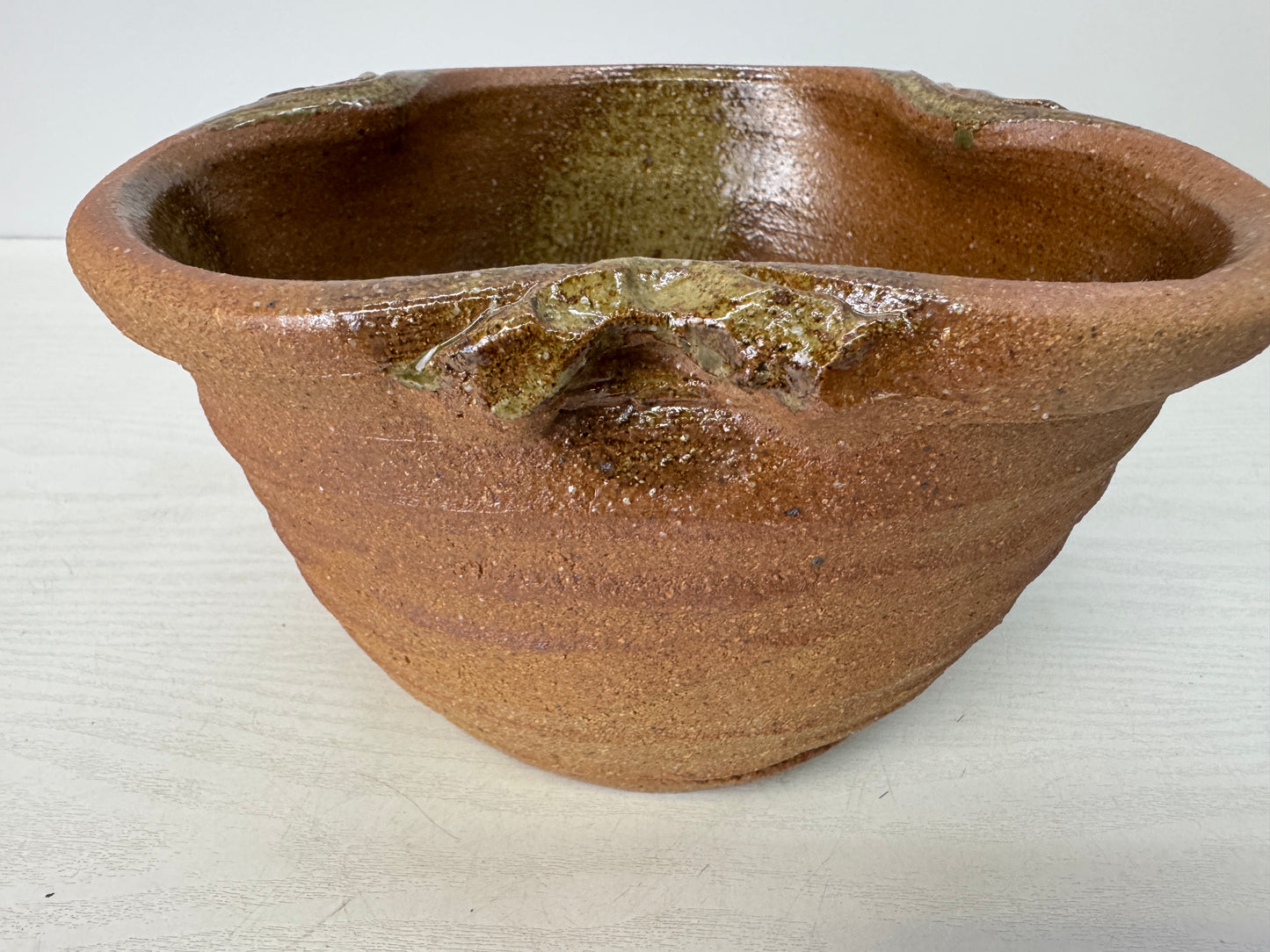 Y10833 BASIN Shigaraki-ware small Hand-washing basin Japan antique pottery