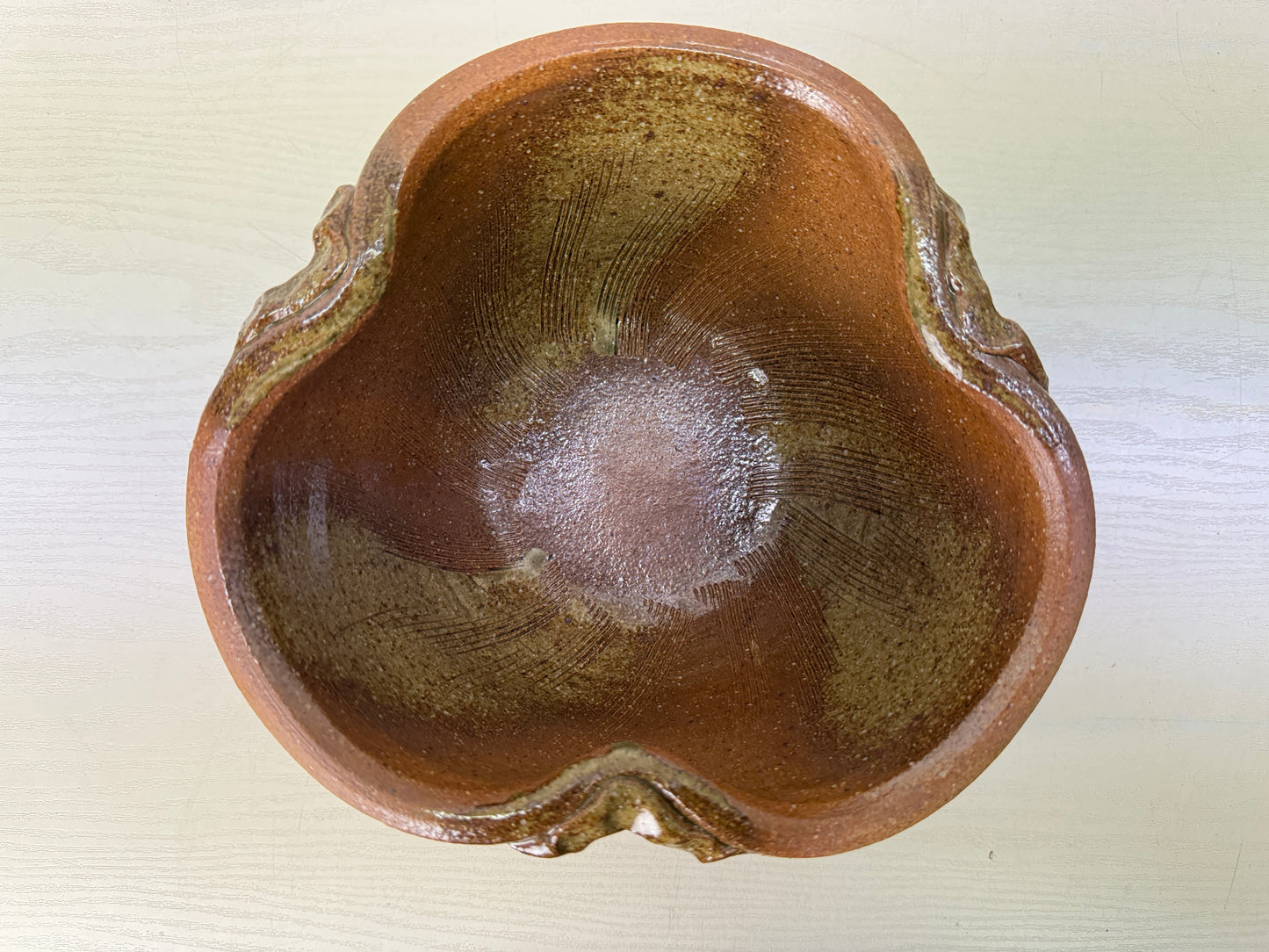 Y10833 BASIN Shigaraki-ware small Hand-washing basin Japan antique pottery