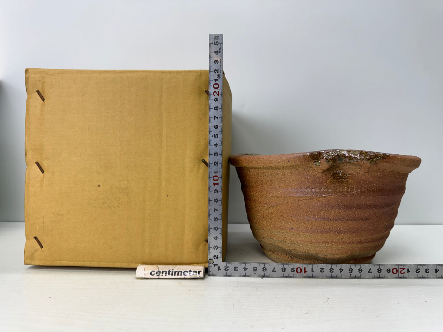 Y10833 BASIN Shigaraki-ware small Hand-washing basin Japan antique pottery