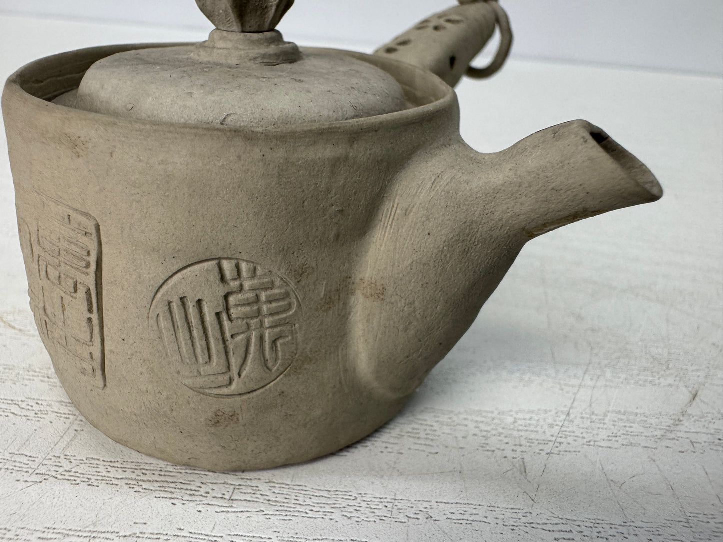 Y10837 KYUSU Banko-ware teapot signed unglazed Japan antique Sencha tea ceremony
