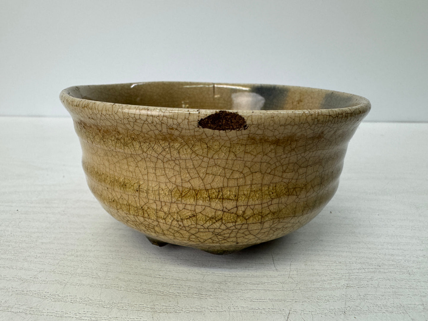 Y10842 CHAWAN Ofuke-ware bowl chipped Japan antique tea ceremony pottery cup