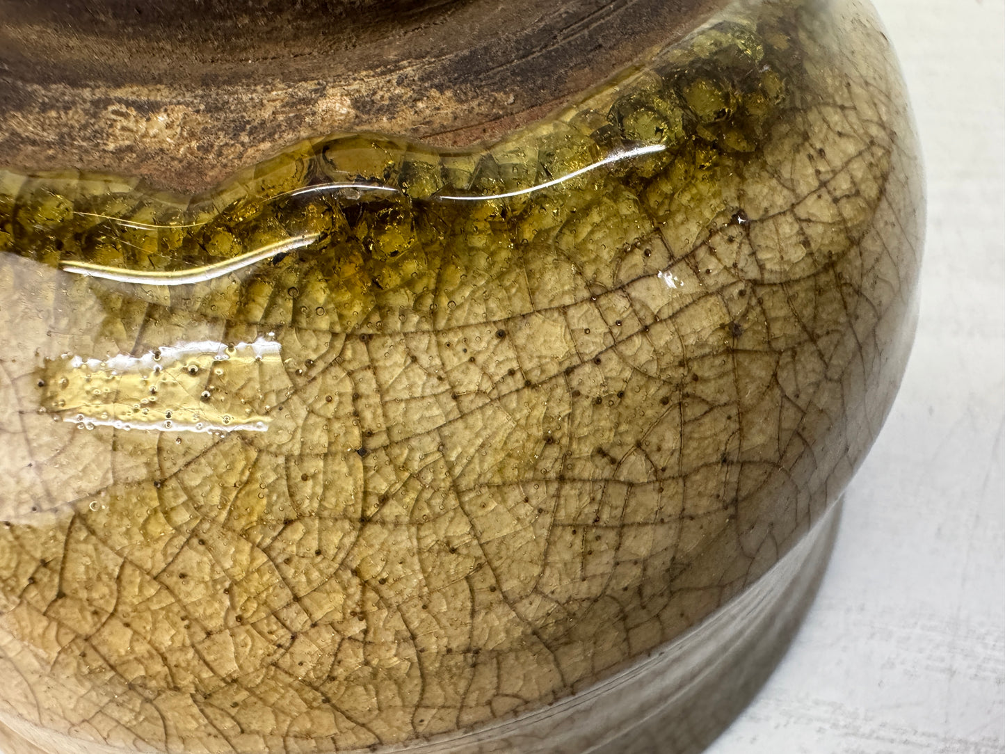 Y10842 CHAWAN Ofuke-ware bowl chipped Japan antique tea ceremony pottery cup