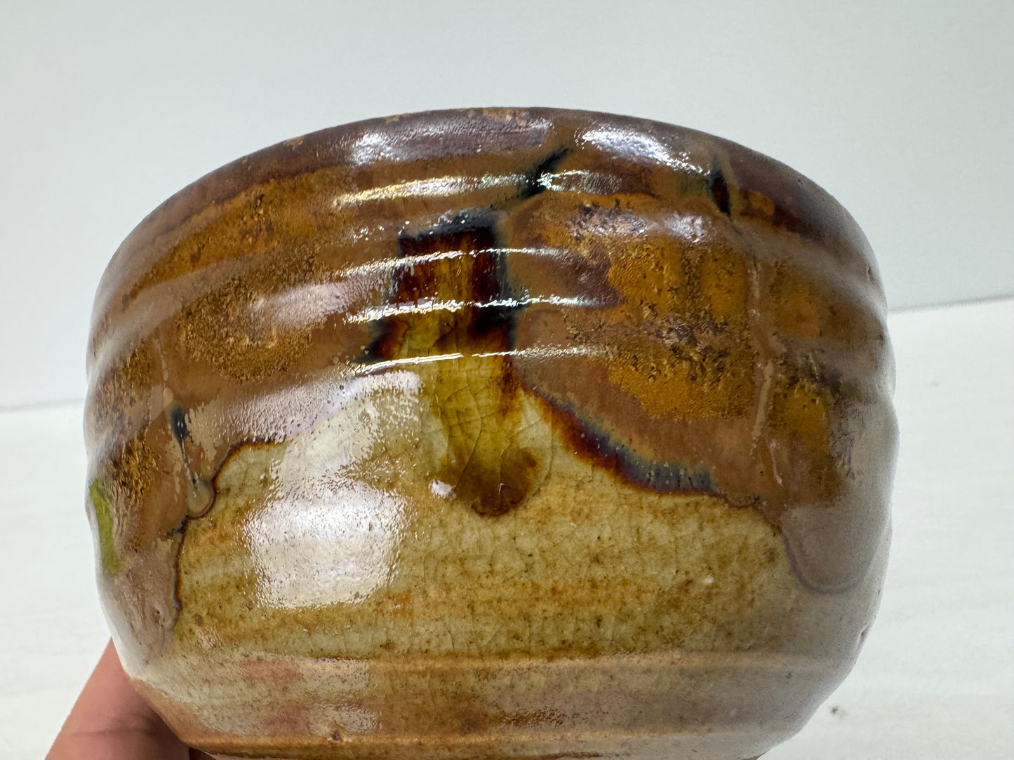 Y10843 CHAWAN Seto-ware Koseto bowl sgined Japan antique tea ceremony pottery