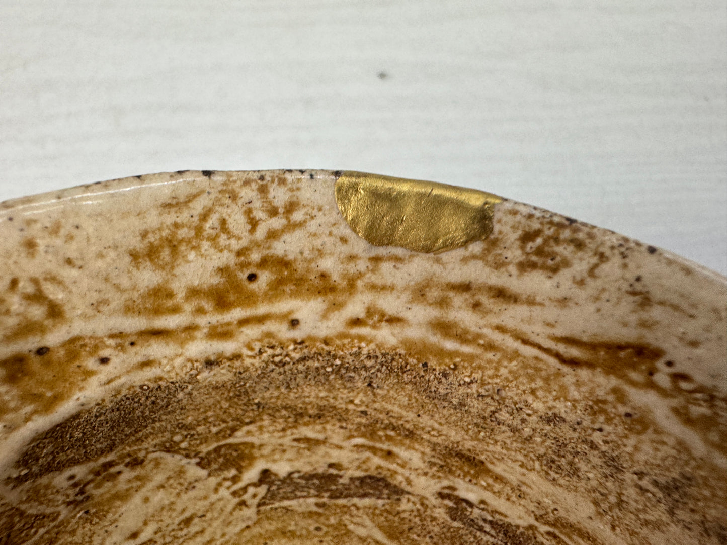 Y10844 CHAWAN Mino-ware kintsugi bowl signed Japan antique tea ceremony pottery