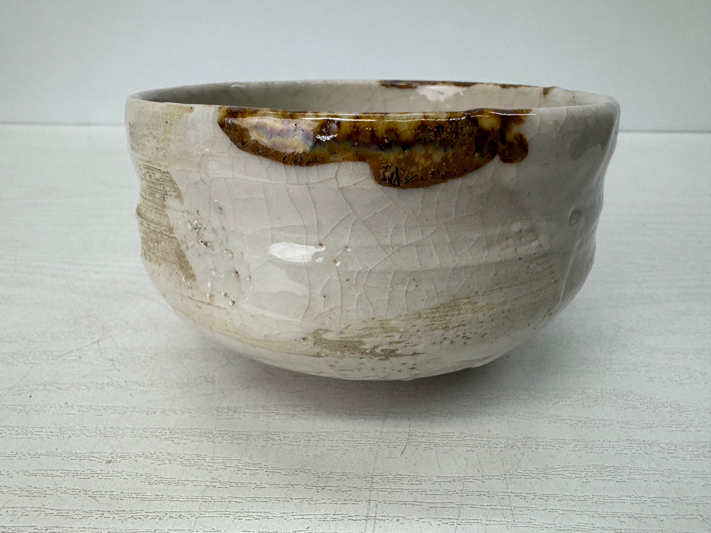 Y10845 CHAWAN Inuyama-ware bowl signed Japan antique tea ceremony pottery cup