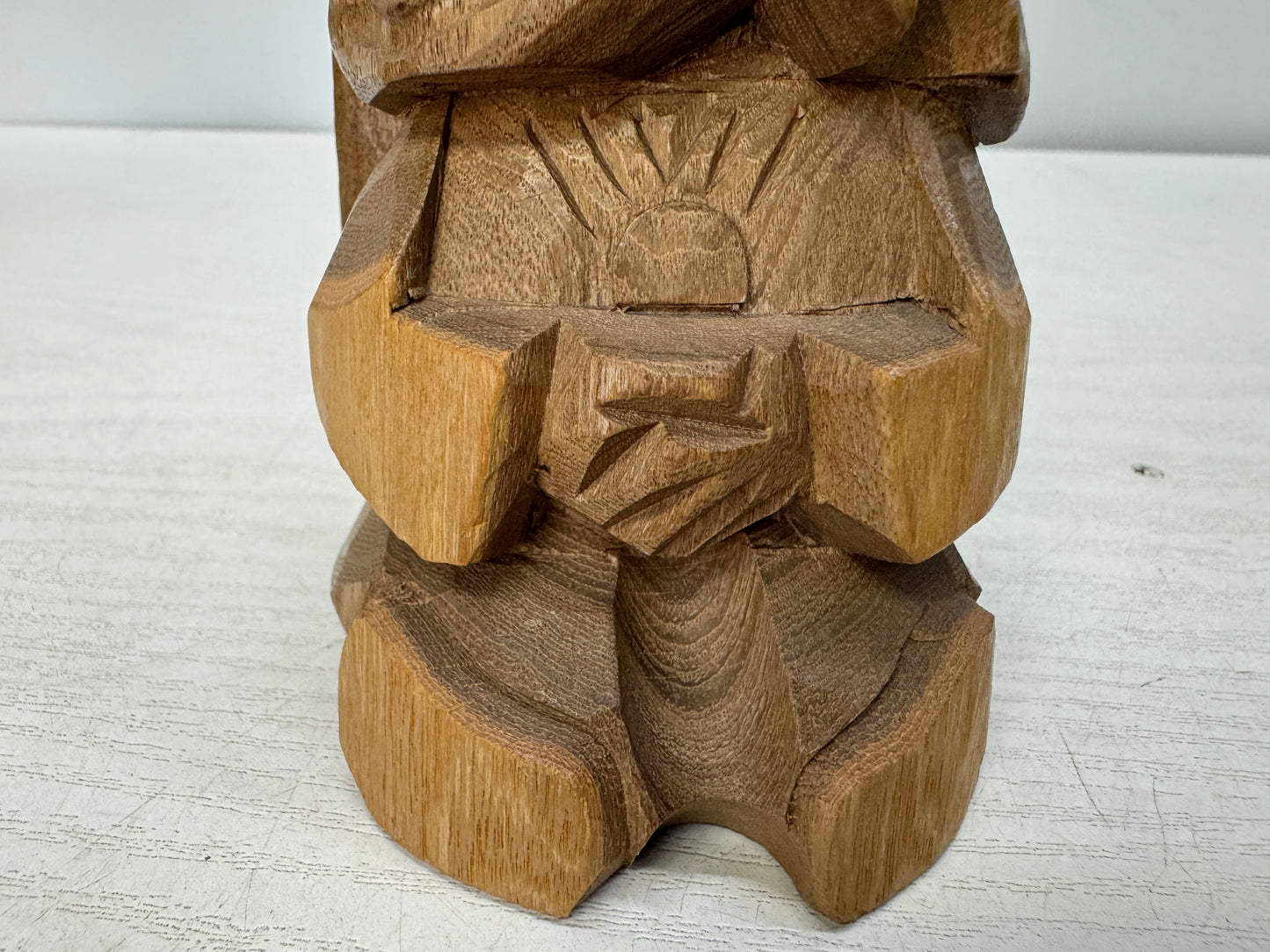 Y10847 STATUE wood-carved figure figurine wooden tag Ainu Hokkaido Japan antique