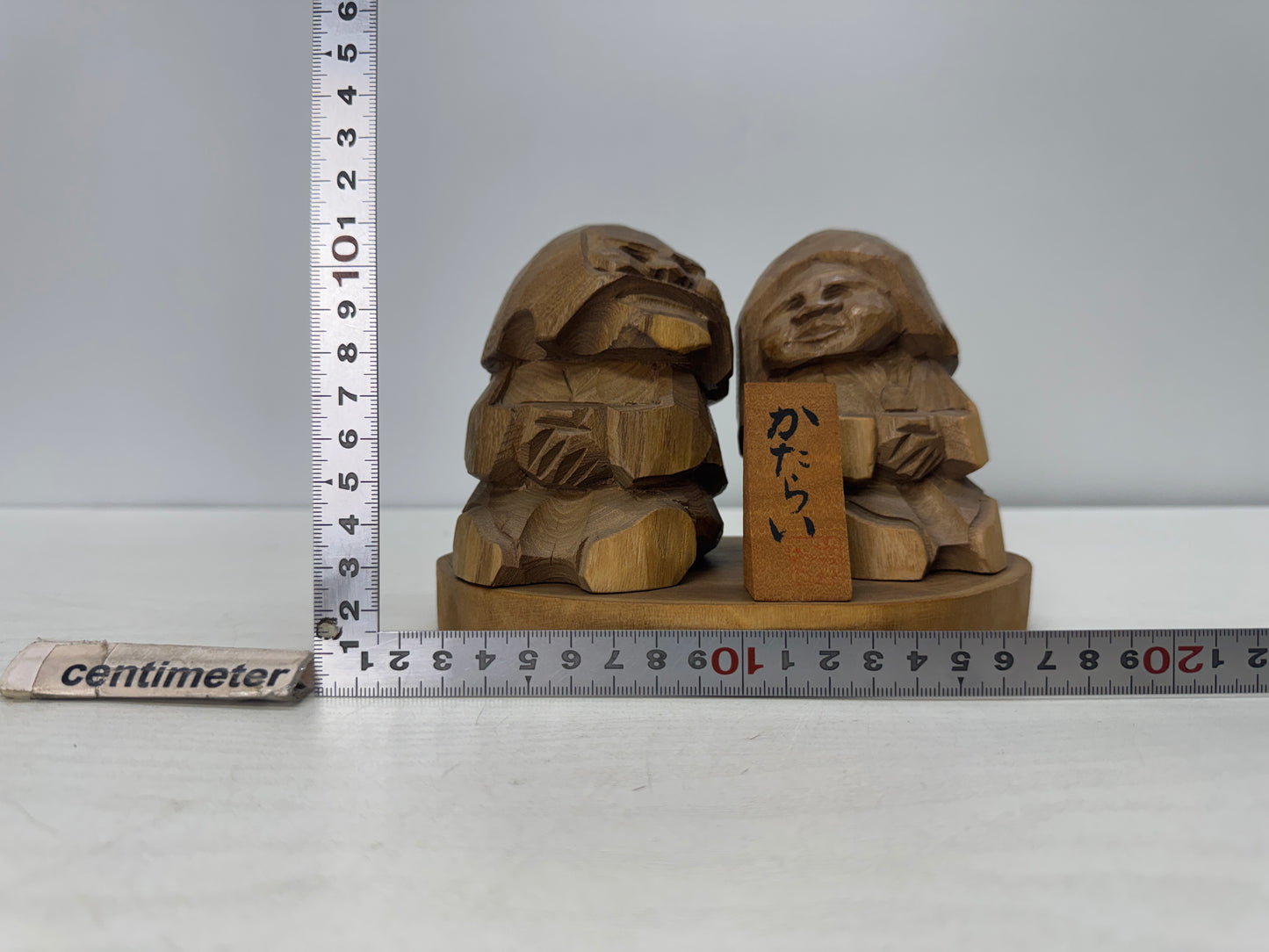 Y10847 STATUE wood-carved figure figurine wooden tag Ainu Hokkaido Japan antique