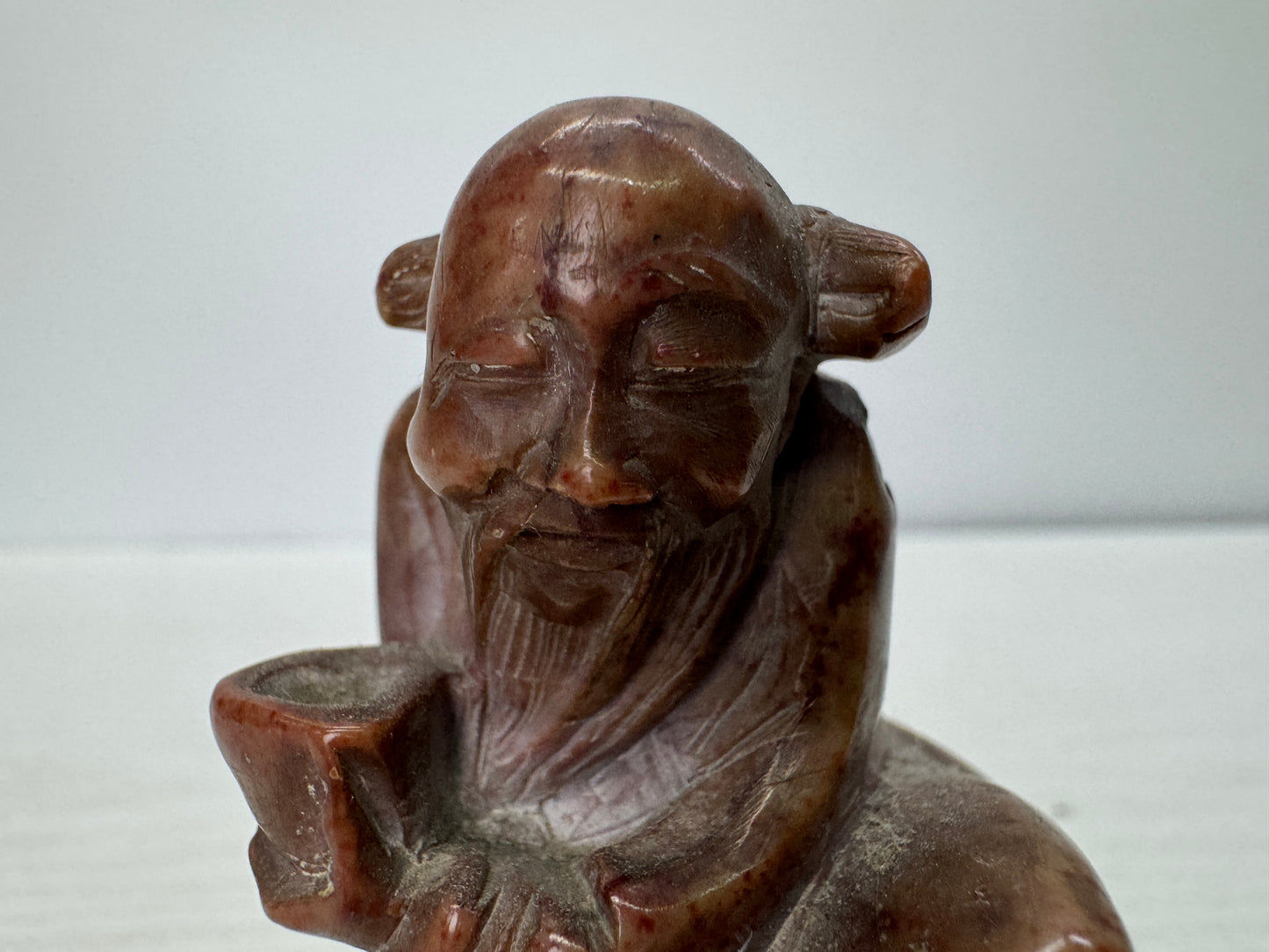 Y10848 STAMP MATERIAL Juzan stone Hermit carving signed stationery Japan antique
