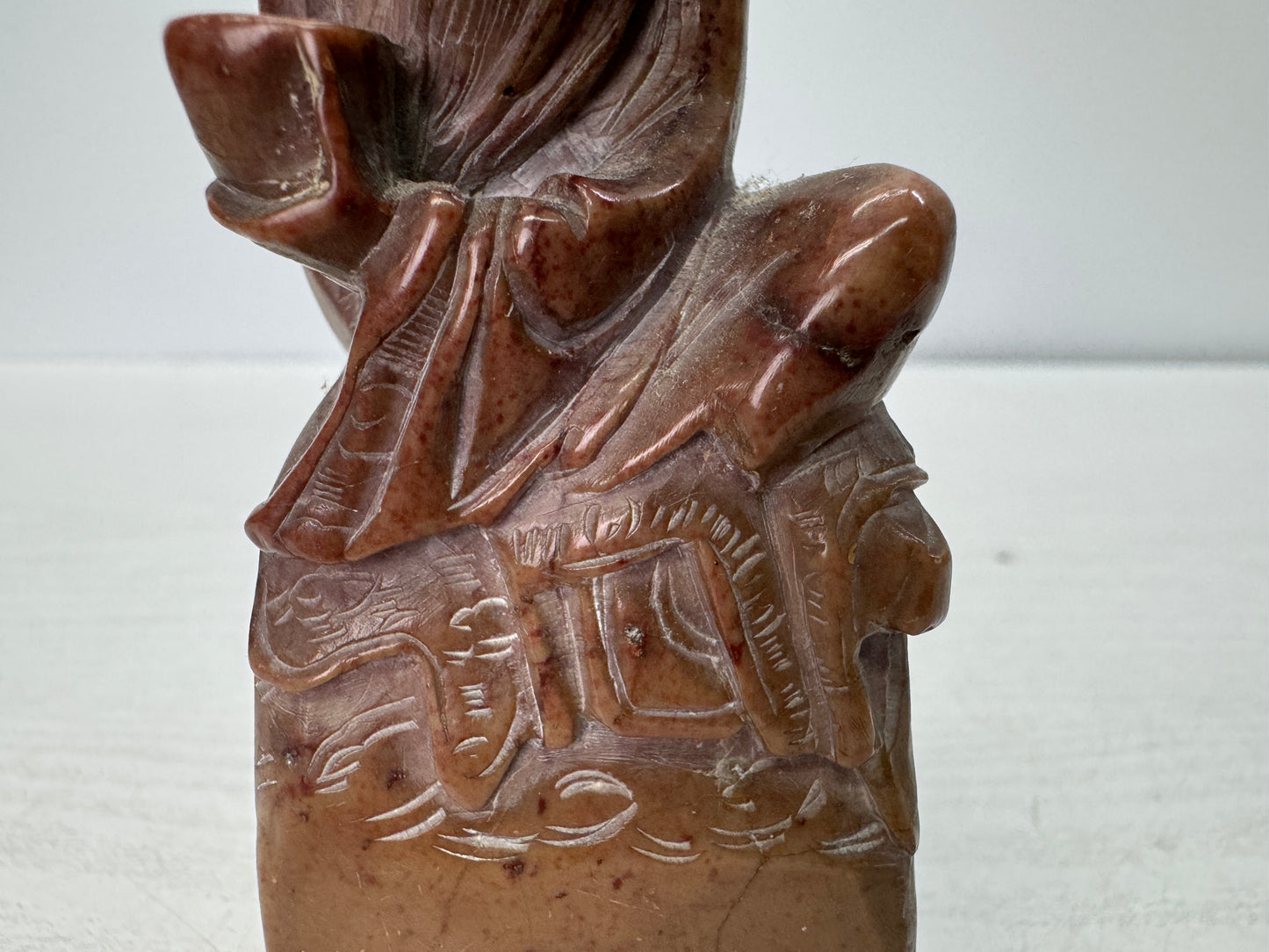 Y10848 STAMP MATERIAL Juzan stone Hermit carving signed stationery Japan antique
