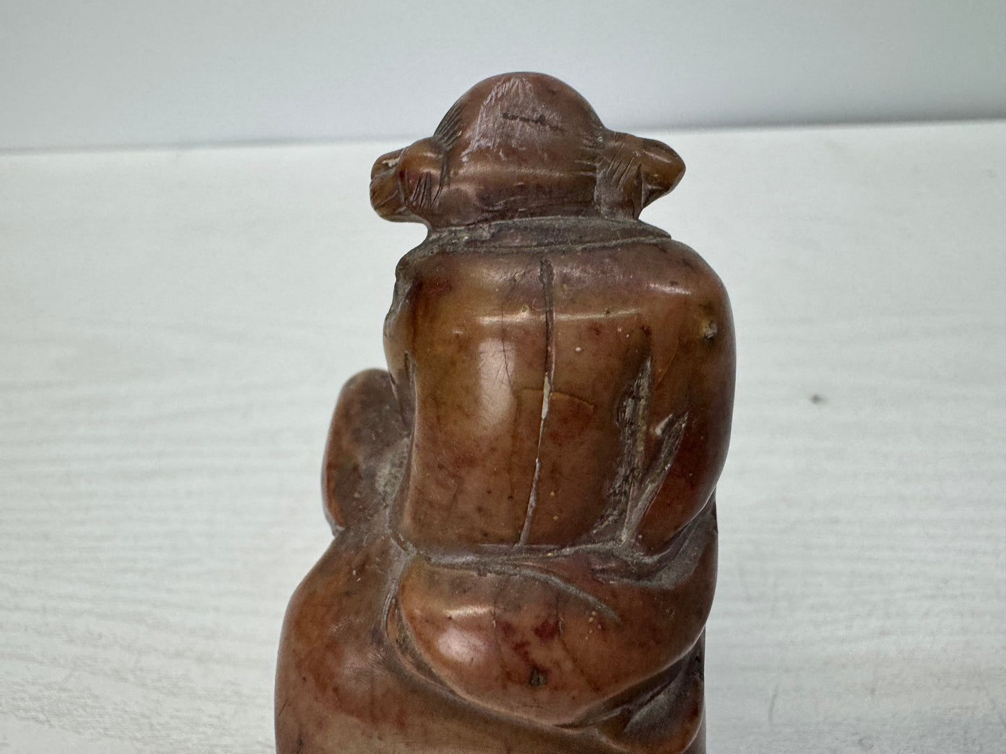 Y10848 STAMP MATERIAL Juzan stone Hermit carving signed stationery Japan antique