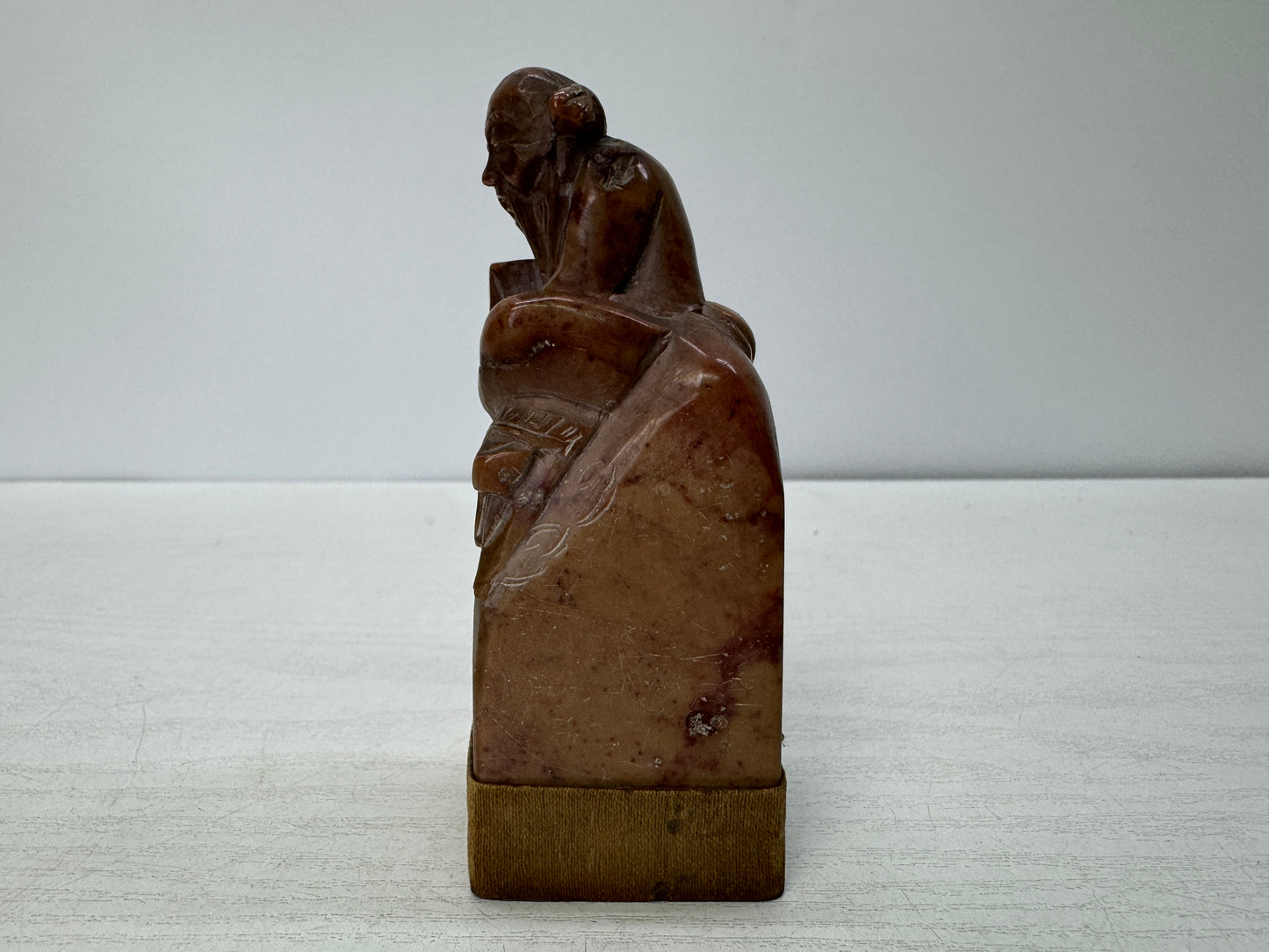 Y10848 STAMP MATERIAL Juzan stone Hermit carving signed stationery Japan antique