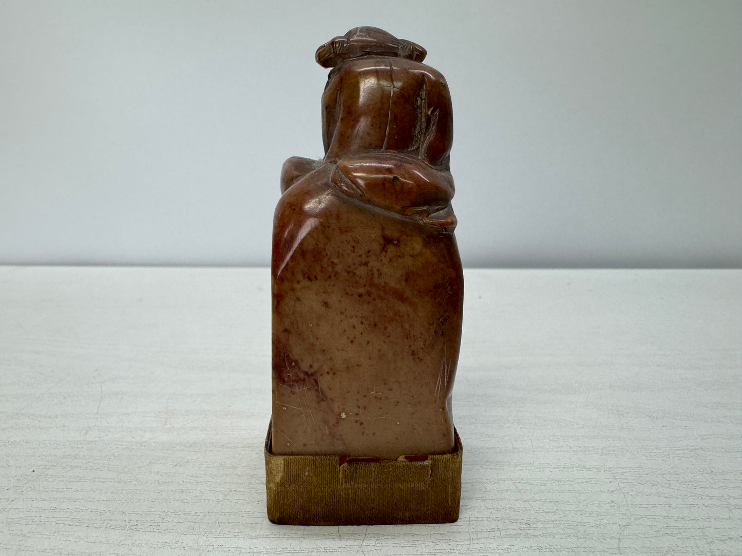 Y10848 STAMP MATERIAL Juzan stone Hermit carving signed stationery Japan antique