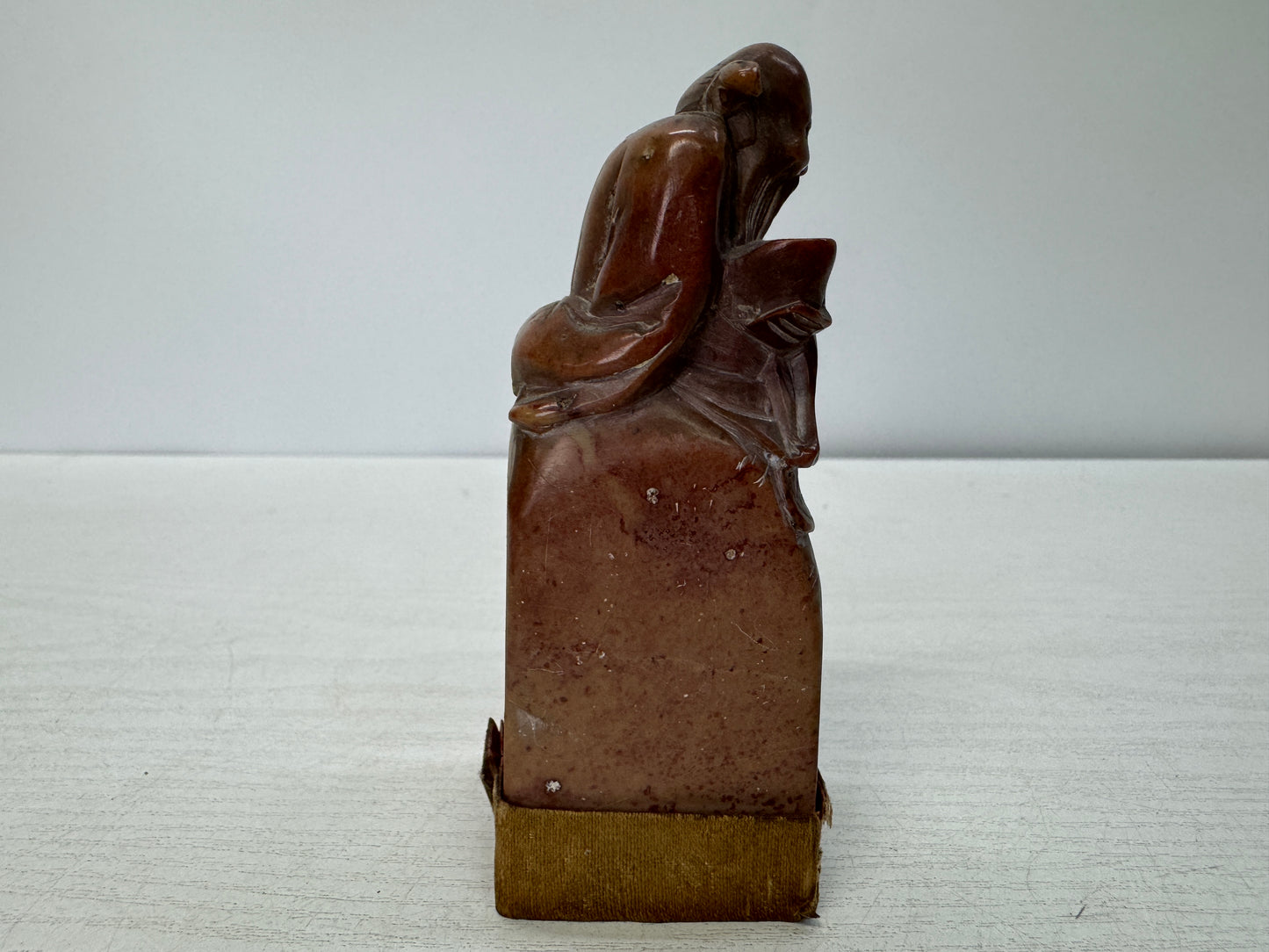 Y10848 STAMP MATERIAL Juzan stone Hermit carving signed stationery Japan antique