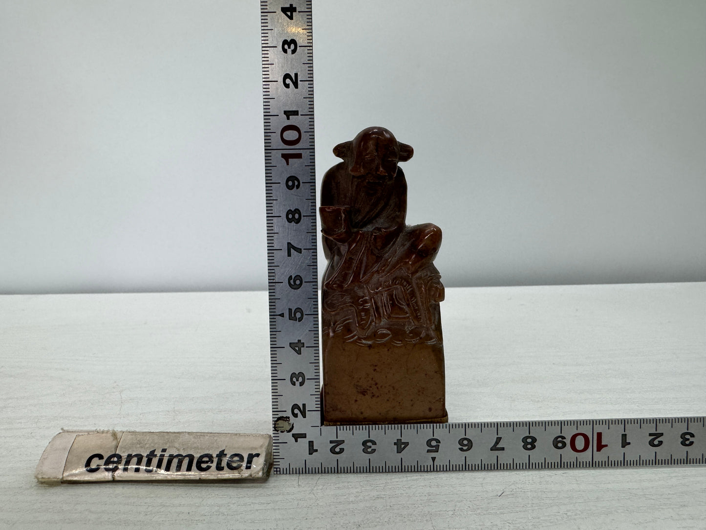 Y10848 STAMP MATERIAL Juzan stone Hermit carving signed stationery Japan antique