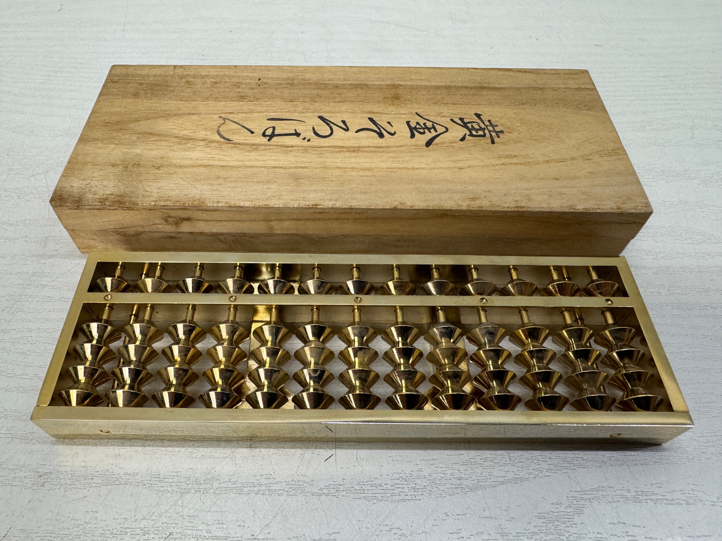 Y10850 SOROBAN 24K Gold-plated Abacus box Japan antique math counting machine