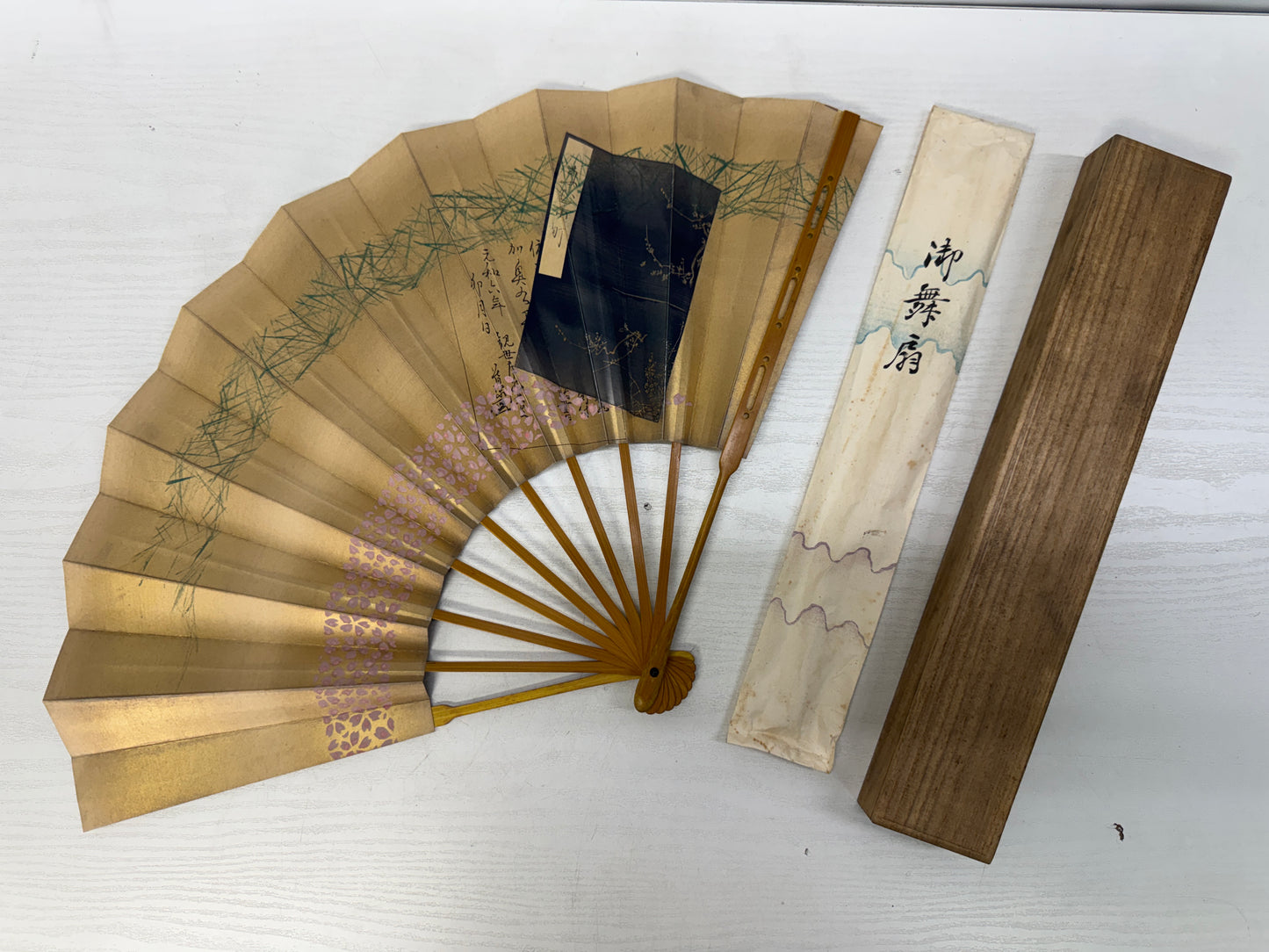 Y10851 SENSU Dancer's Fan box Japanese traditional dance Noh Japan antique
