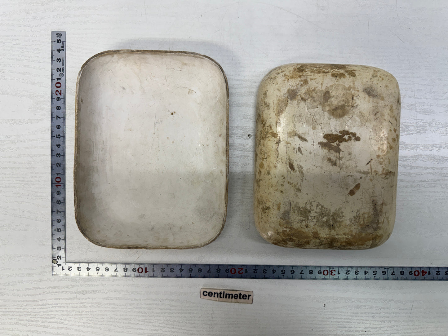 Y10853 BOX Suzuri inkstone accessory case white Yaato-e Japan antique container
