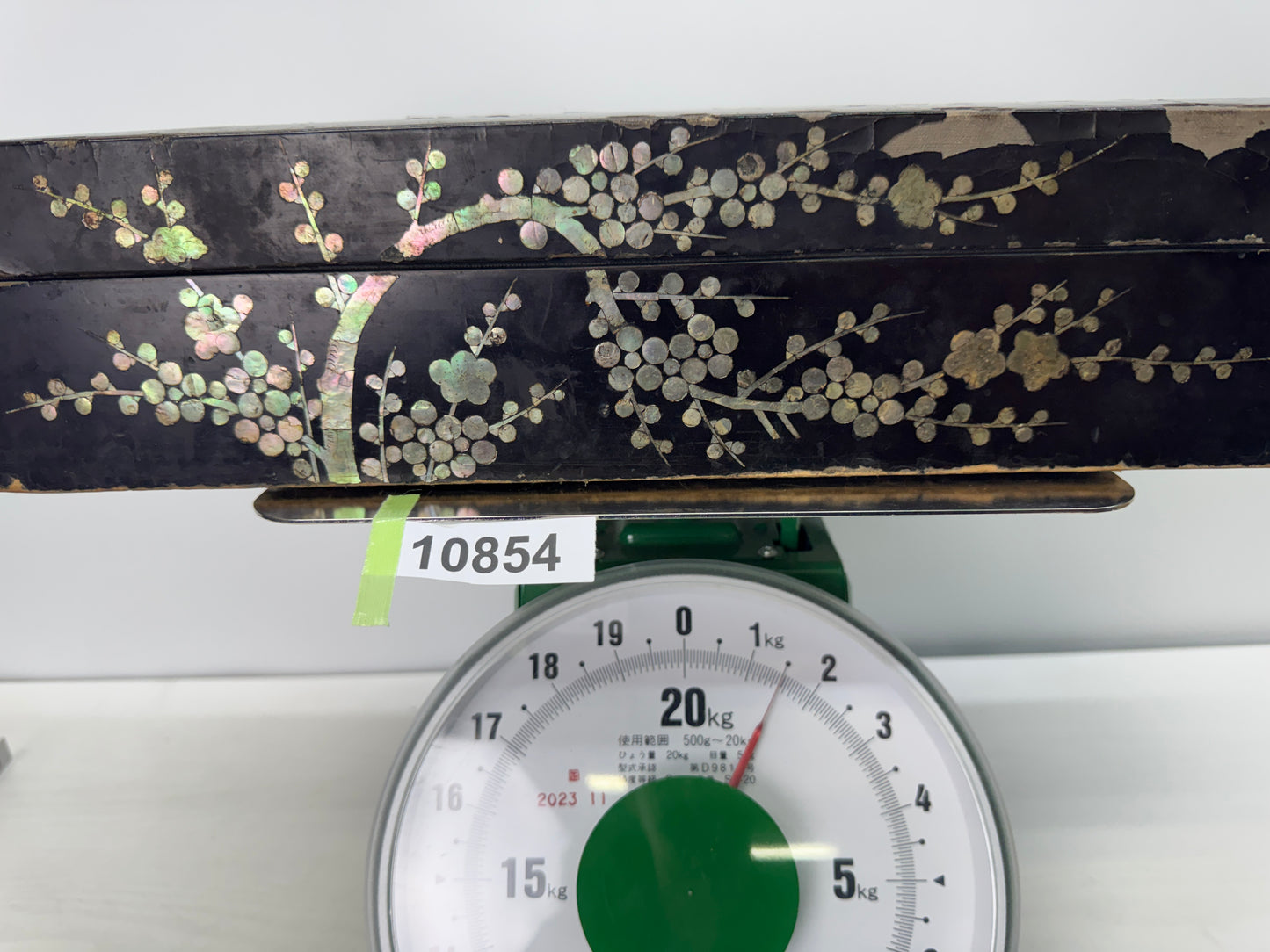Y10854 BOX Letter case Raden Mother-of-pearl work Makie Japan antique stationery