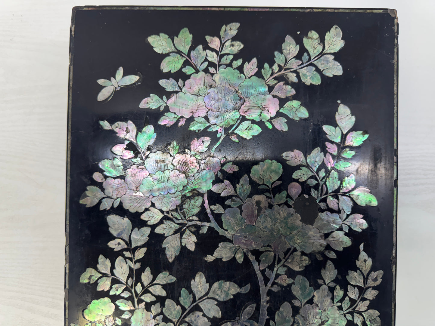Y10854 BOX Letter case Raden Mother-of-pearl work Makie Japan antique stationery