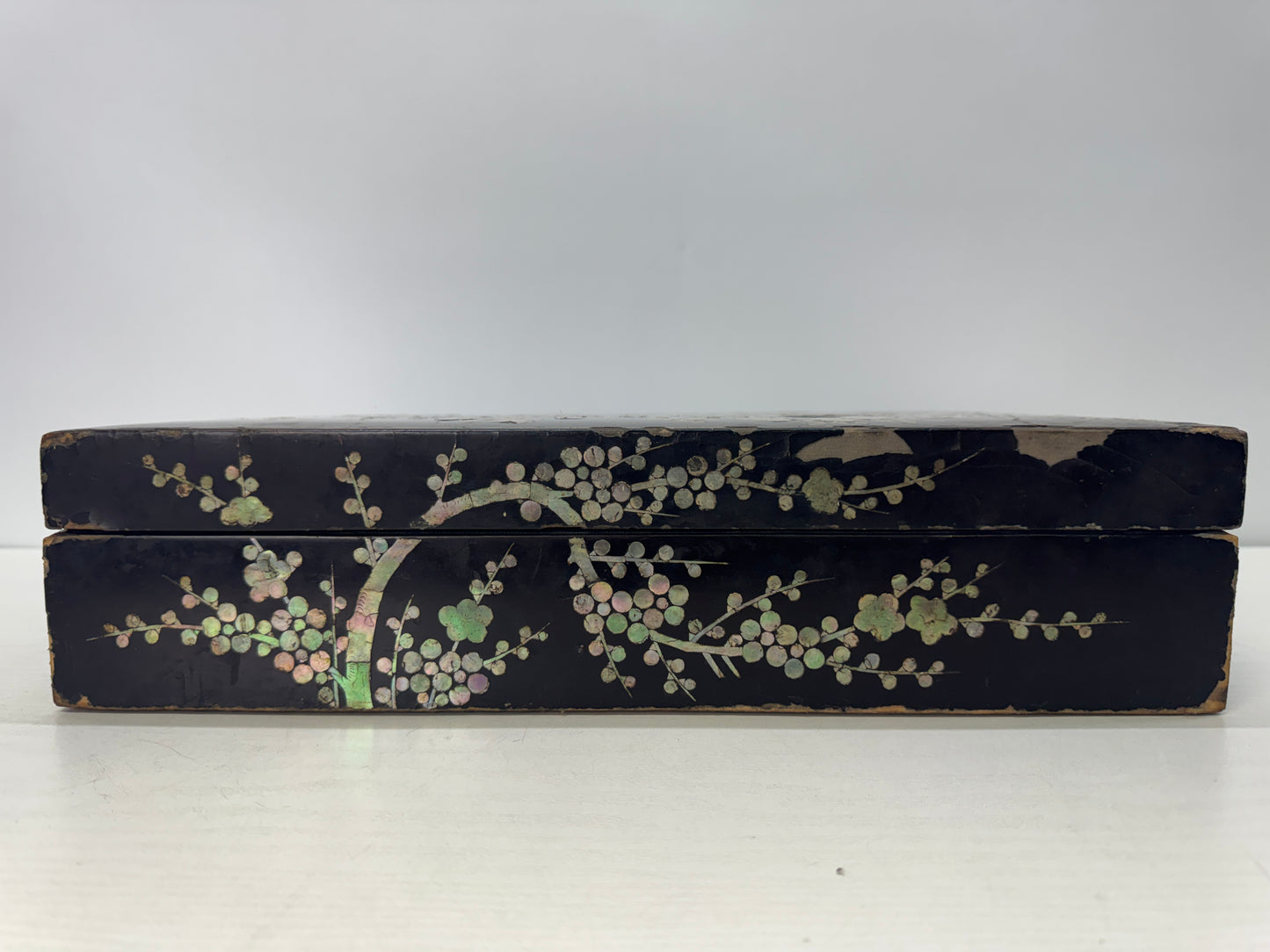 Y10854 BOX Letter case Raden Mother-of-pearl work Makie Japan antique stationery