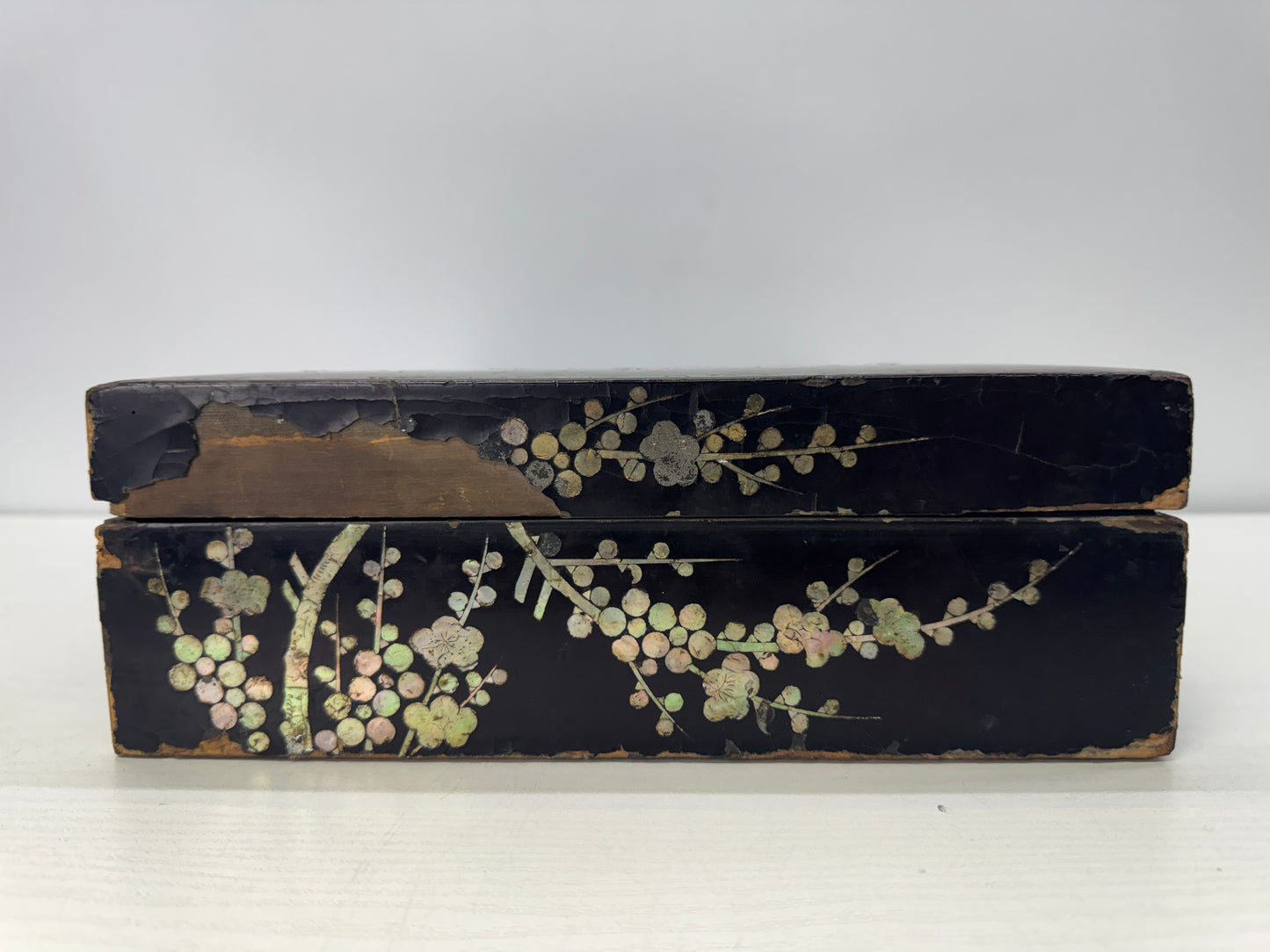 Y10854 BOX Letter case Raden Mother-of-pearl work Makie Japan antique stationery
