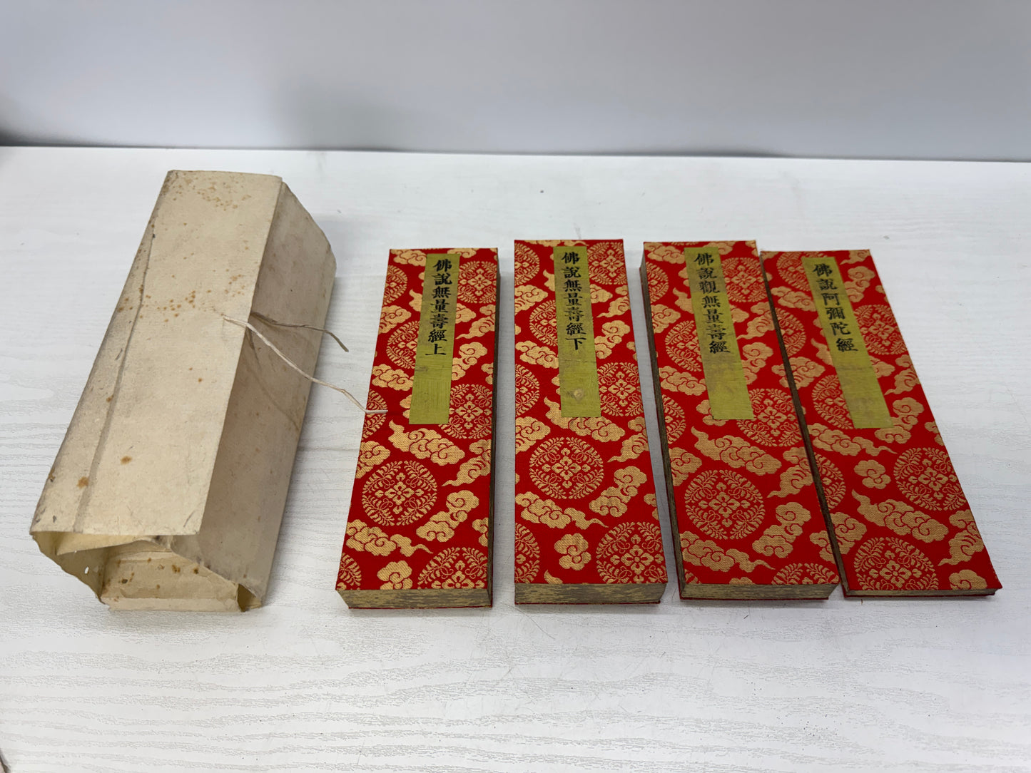 Y10856 WOODBLOCK PRINT Japanese-style sutra book 4 volumes Japan antique work