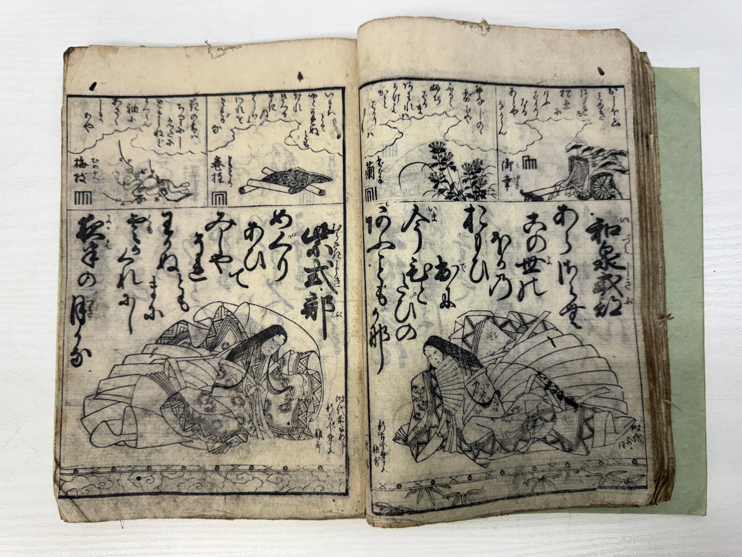 Y10859 WOODBLOCK PRINT Japanese-style book Hyakunin Isshu Ukiyoe Japan antique