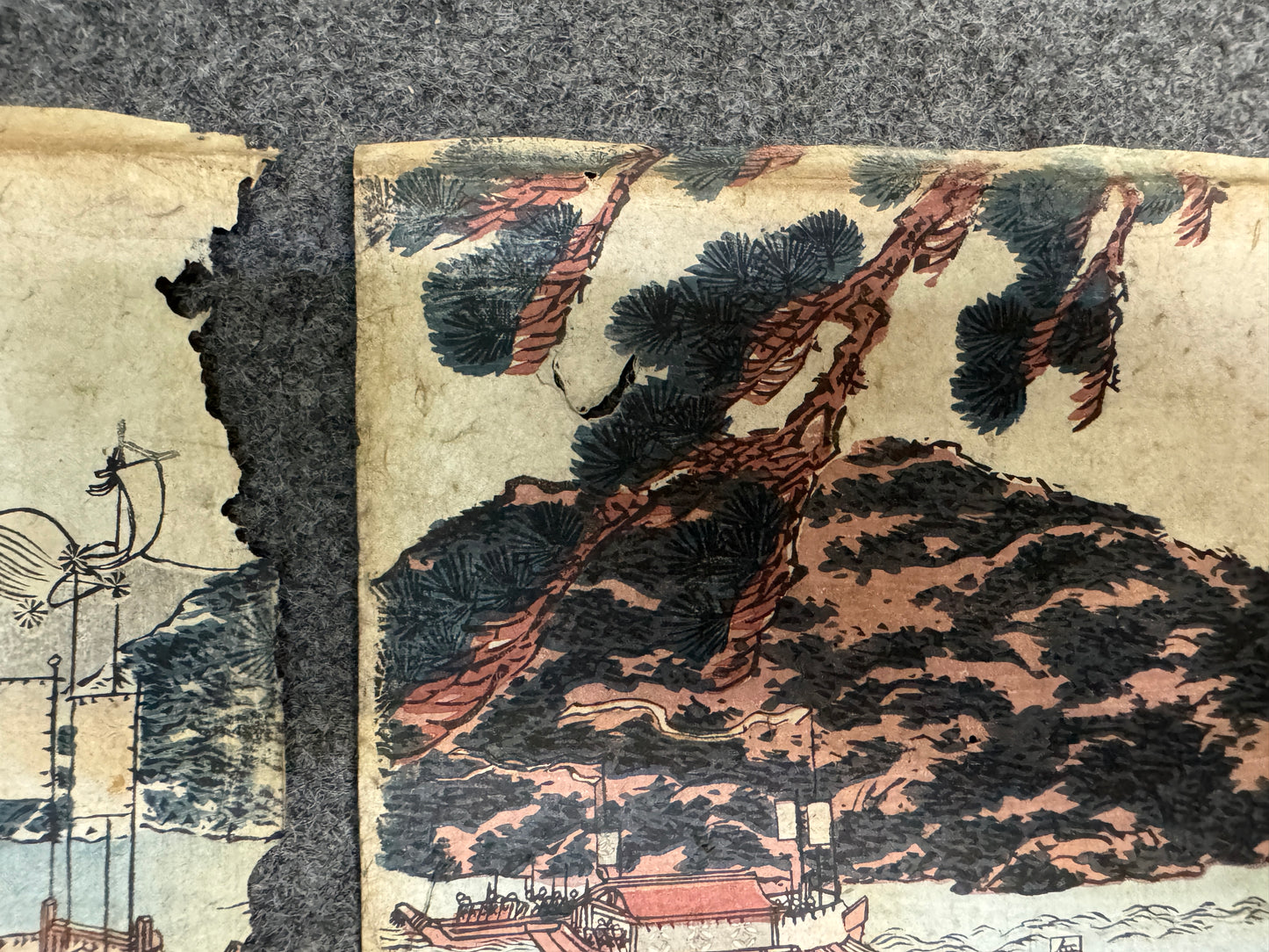 Y10860 WOODBLOCK PRINT Kunisada Warrior Battle scene triptych Japan Ukiyoe art