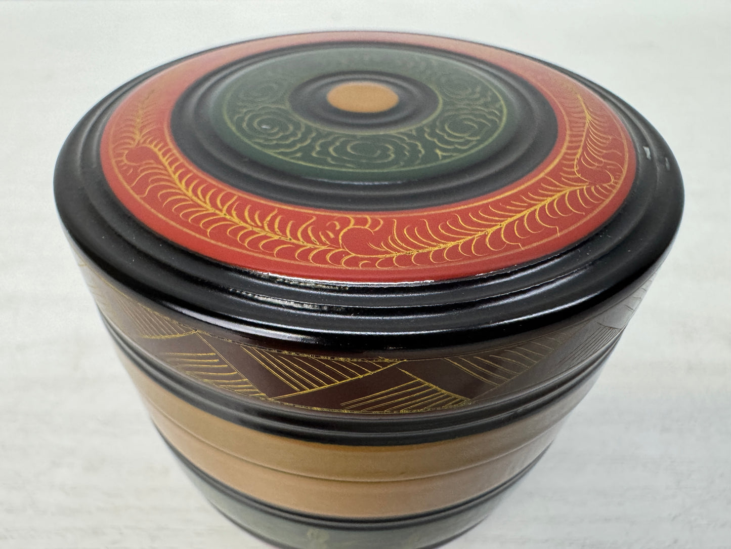 Y10869 TEA CADDY Makie Kinma-lacquer signed box Japan antique tea ceremony