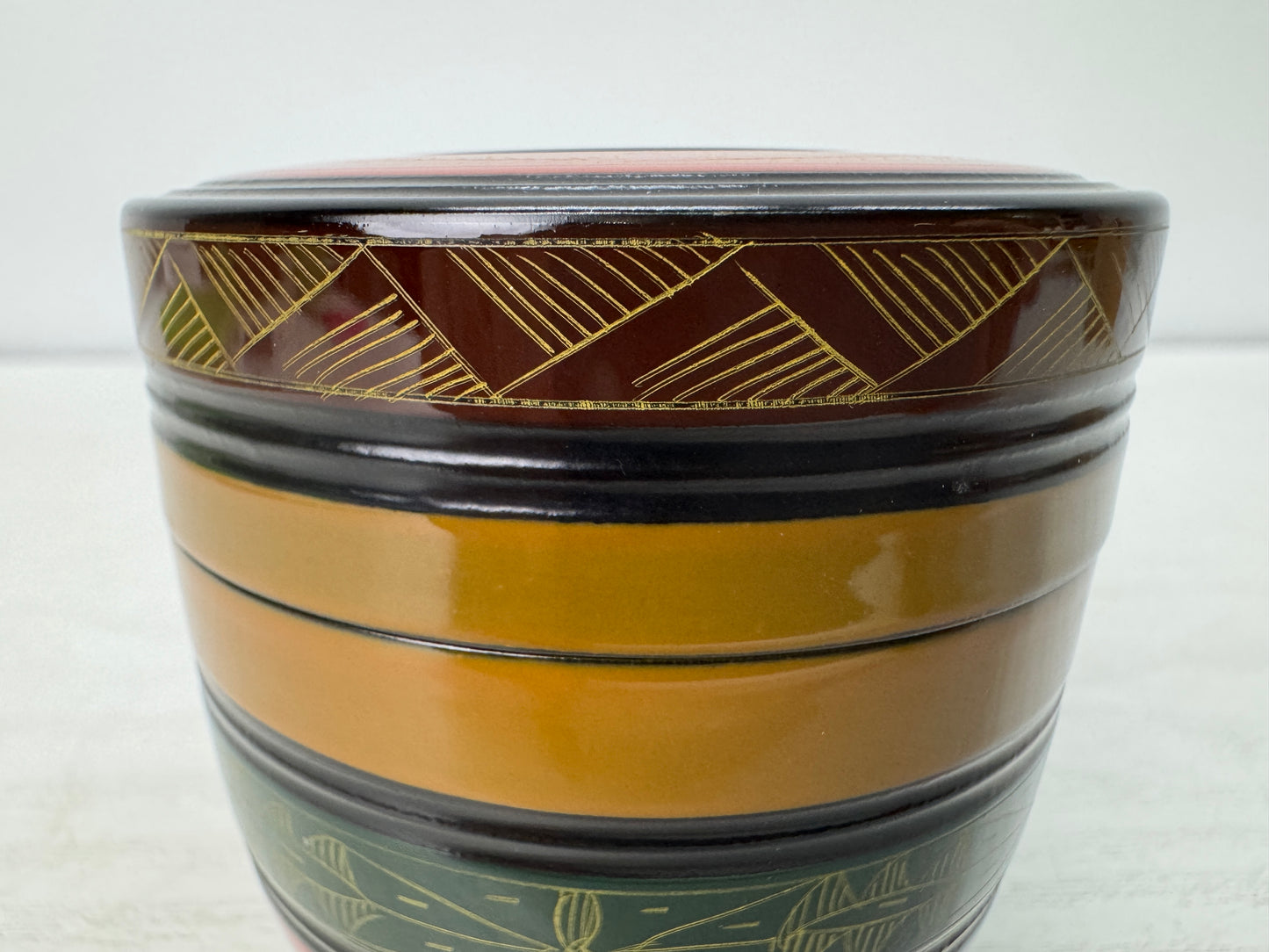 Y10869 TEA CADDY Makie Kinma-lacquer signed box Japan antique tea ceremony