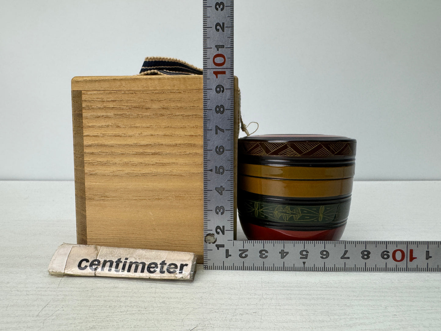 Y10869 TEA CADDY Makie Kinma-lacquer signed box Japan antique tea ceremony