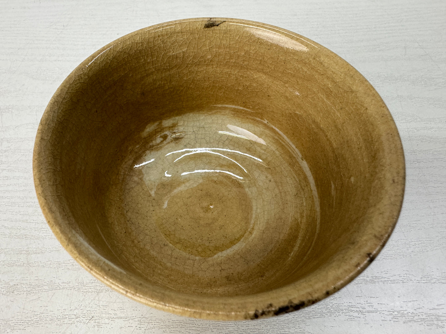 Y10871 CHAWAN Mino-ware bowl signed Mt. Fuji Japan antique tea ceremony pottery