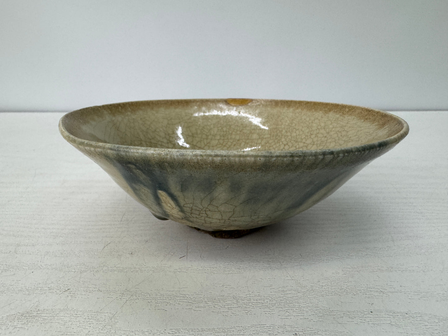 Y10874 CHAWAN Ofuke-ware flat bowl kintsugi signed Japan antique tea ceremony