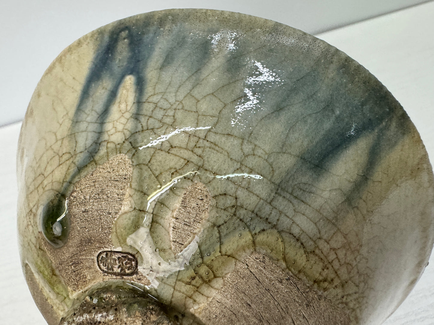 Y10874 CHAWAN Ofuke-ware flat bowl kintsugi signed Japan antique tea ceremony
