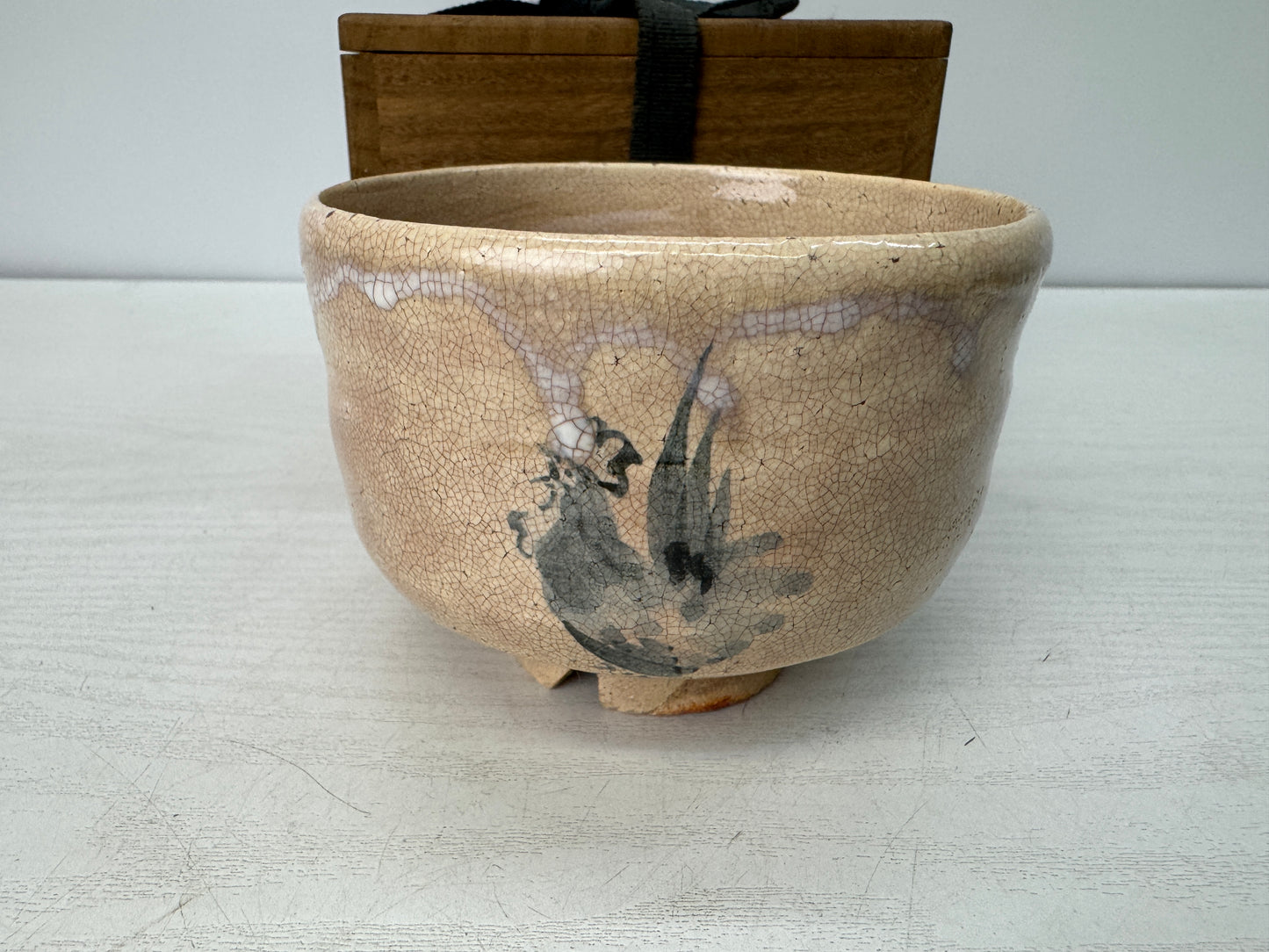Y10875 CHAWAN Hagi-ware bowl signed box Japan antique tea ceremony pottery cup