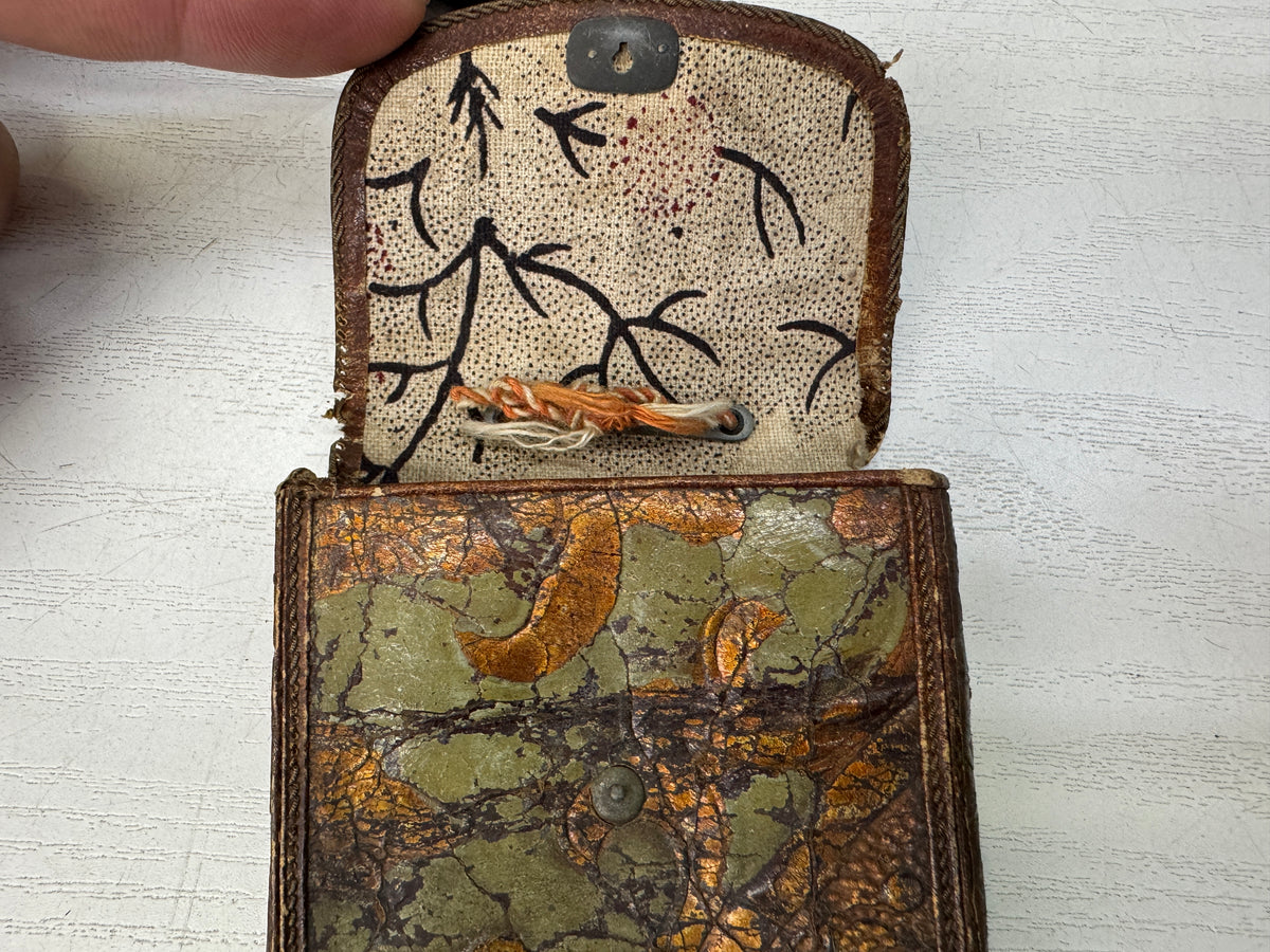 Y10884 NETSUKE Kinkarakawa leather Cicada metal fittings Japan antique kimono