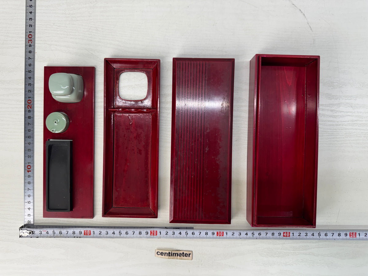 Y10888 BOX Shunkei lacquer Suzuri inkstone case signed Japan antique stationery